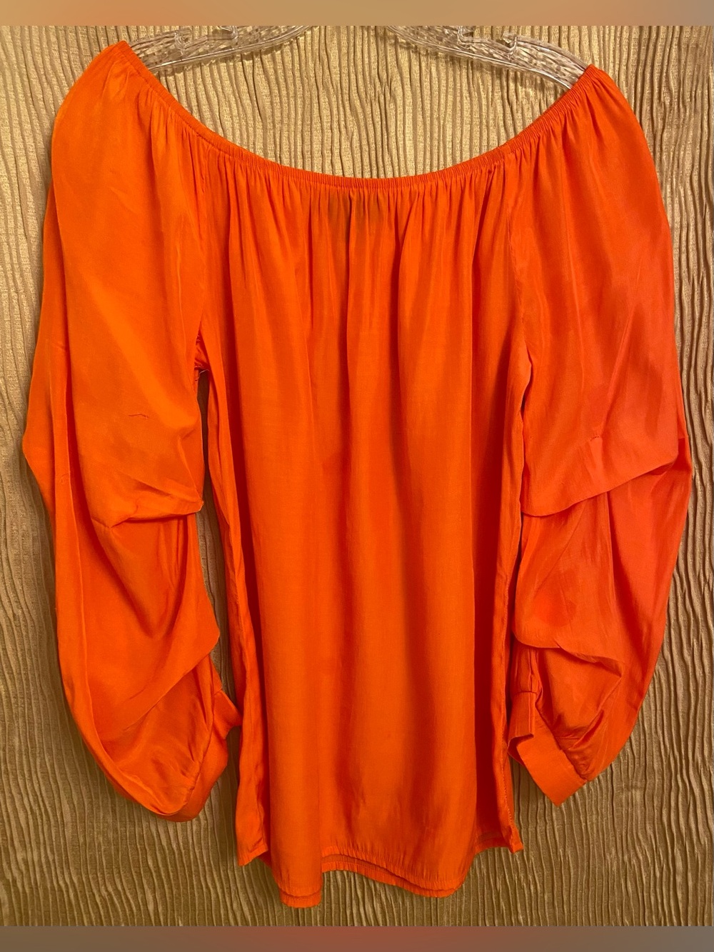 A.Z.I Women's Off-Shoulder Puff Sleeve Blouse in Vibrant Orange